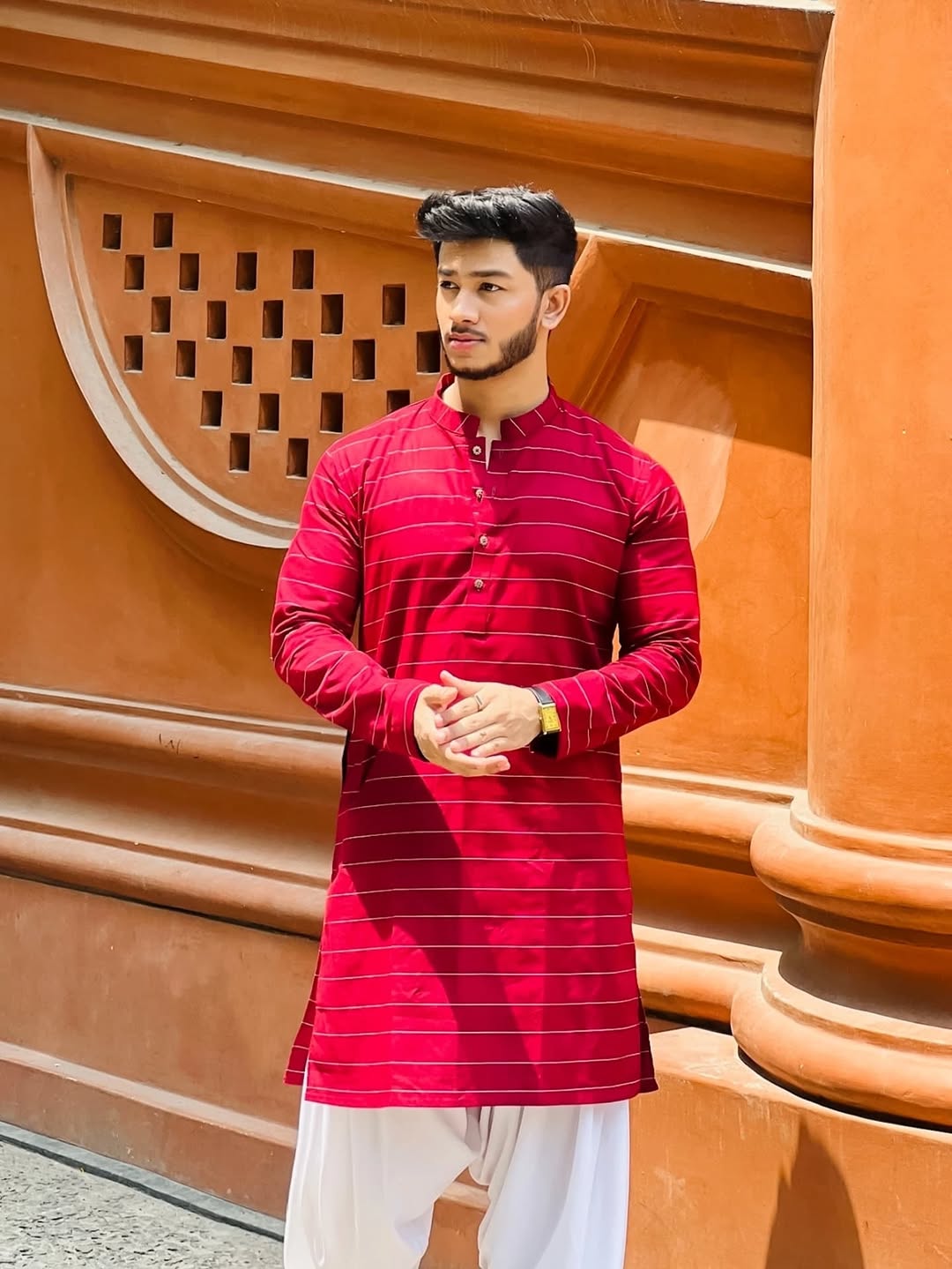 Red Lined Kurta for Festive Wear
